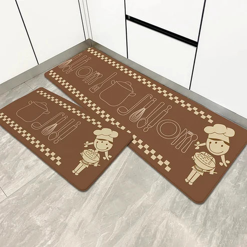 Kitchen Mat Style 4 - Anti slip with Quality specifications Set size (50 x 80cm►1.64 x 2.62ft) & (50 x 120cm►1.64 x 3.93ft)