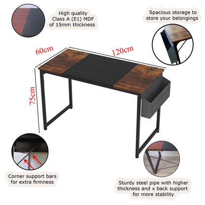 Office Desk Table - Brand New Modern Computer Desk with side storage pocket - X back support - Firm and Sturdy